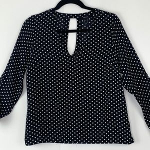 F21 Polka Dot Top, Roll Sleeve - worn 1x - Sm